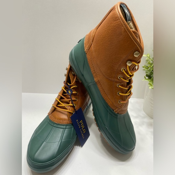 NEW NEW Polo Ralph Lauren Claus Lace Up Men's Sherpa Lined Duck Boots Brown 8,11 - Picture 8 of 9